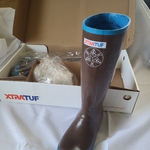 Women's XTRATUF Salmon Sister 15" Legacy Brown/Whale Print Rubber Boots - Size 6